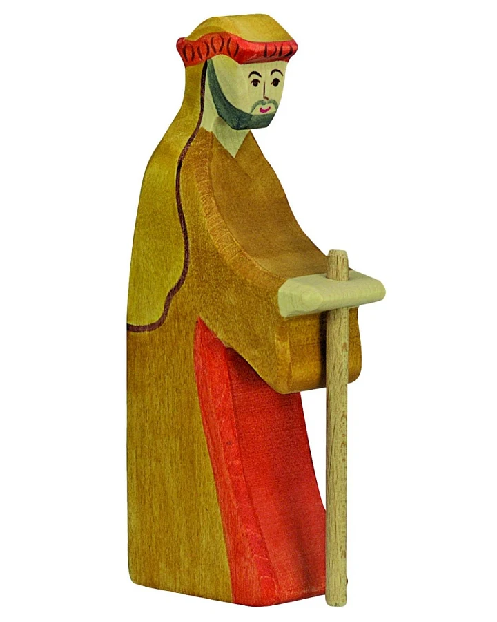 Holztiger Holzfigur "Hirte mit Stab 2" Schöne Weihnachtszeit Maße 5,5 x 2,3 x 15 cm