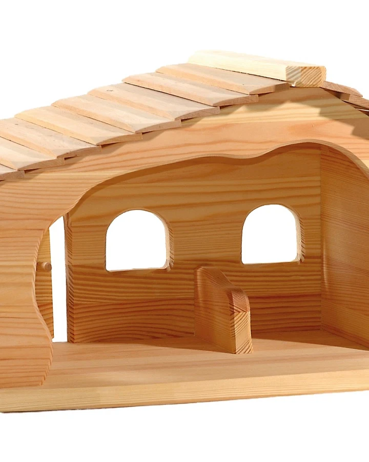 Ostheimer Weihnachtskrippe Krippenstall aus Massivholz bio geölt Maße 47 x 30 x 30 cm