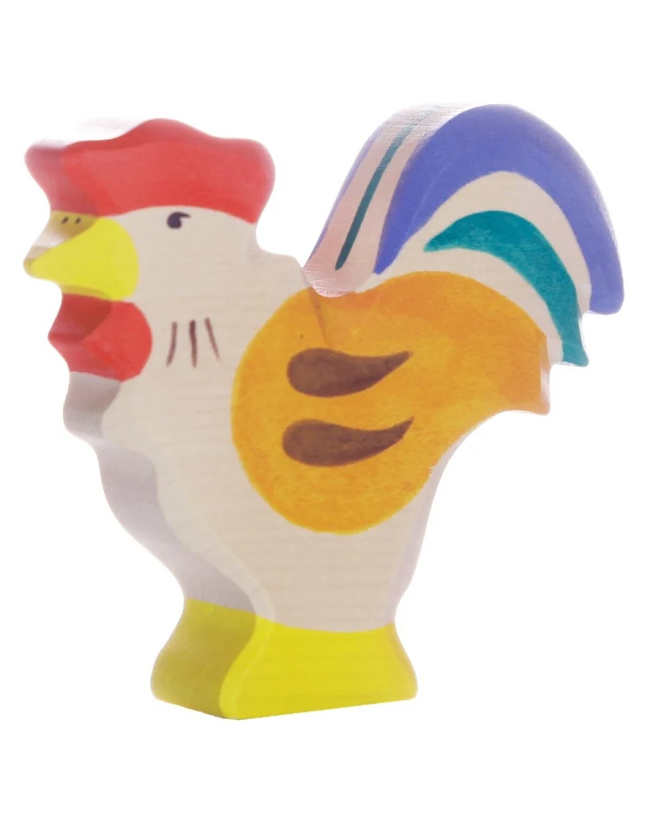 Holztiger Holzfigur "Hahn" Auf dem Bauernhof Maße 8,5 x 1,9 x 7,5 cm