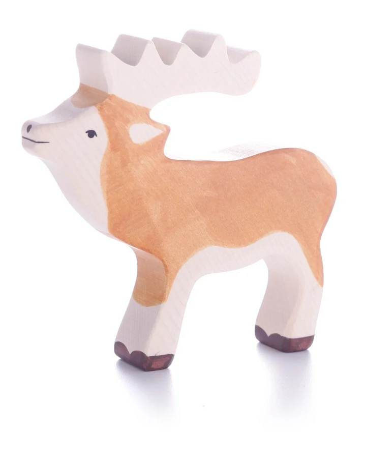 Holztiger Holzfigur "Hirsch" Wald und Wiese Maße 15 x 2,8 x 15 cm