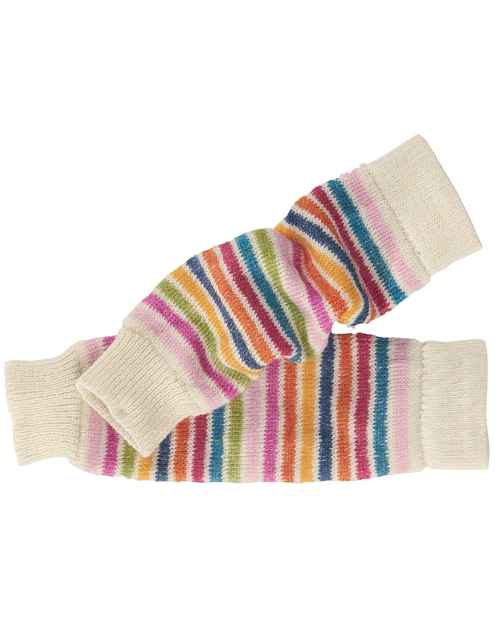 Kinder Stulpen Bio-Schurwolle ca. 30 cm Rainbow naturmix