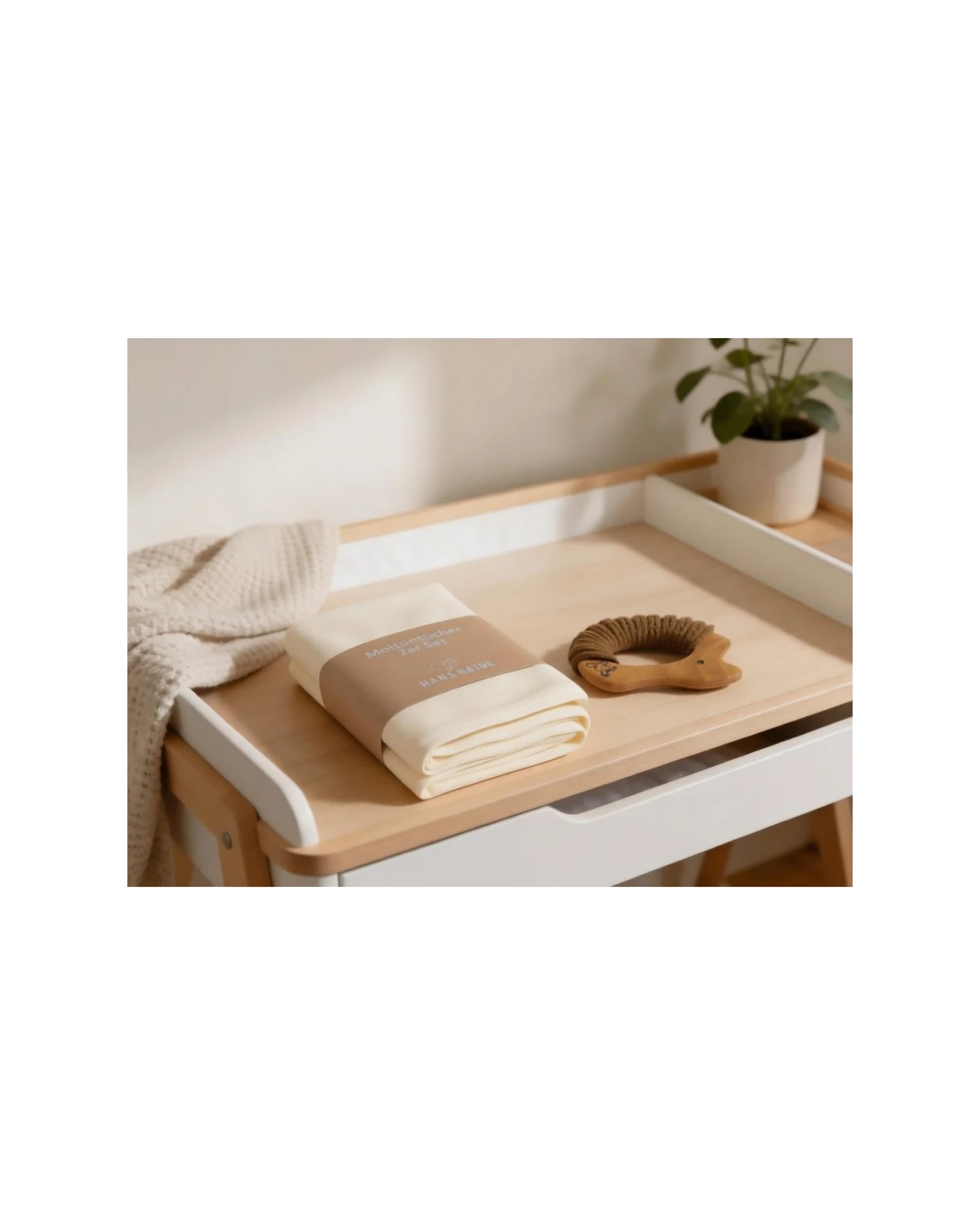 Moltontücher Bio-Baumwolle 2er-Set, 80 x 80 cm natur – Ansicht 2