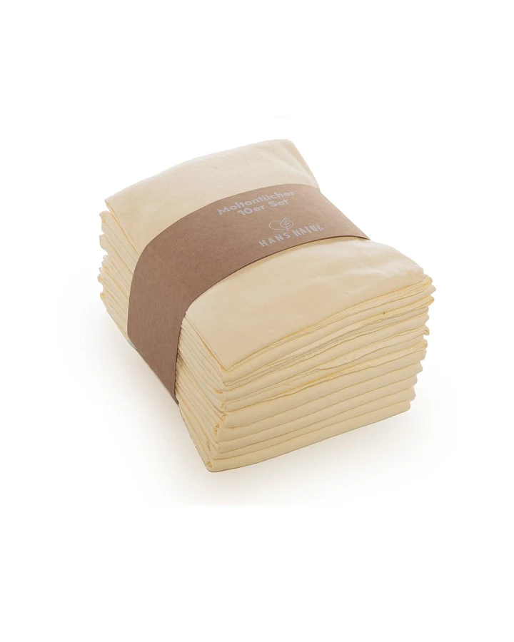 Moltontücher Bio-Baumwolle 10er-Set, 80 x 80 cm natur
