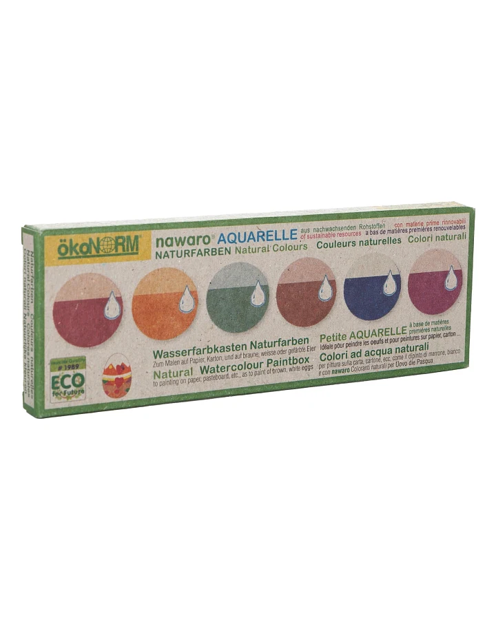 ökoNORM Wasserfarbkasten Naturfarben 6 Farben (rot, gelb, grün, braun, blau, pink)