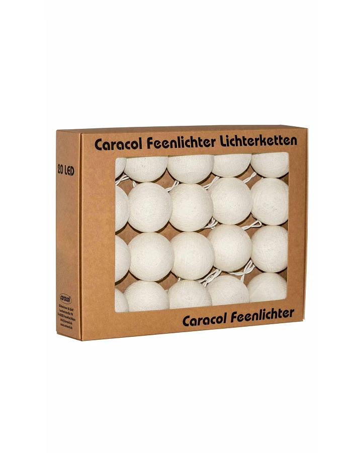 Kugel-Lichterkette 20 handgefertigte Kugeln, creme