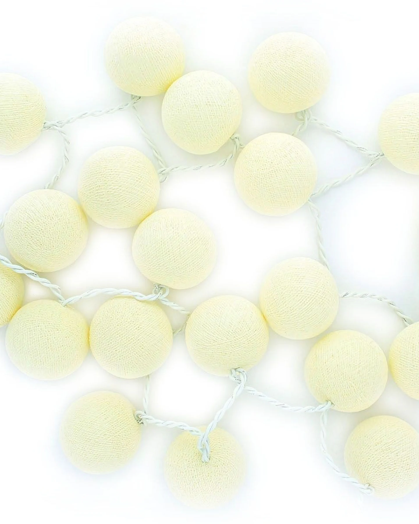 Kugel-Lichterkette 20 handgefertigte Kugeln, creme – Ansicht 2