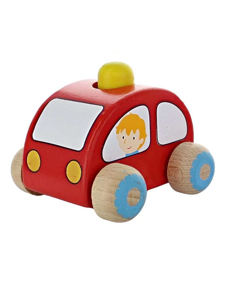 goki Spielzeugauto mit Hupe aus Birkenholz 7 x 7,5 x 6,3 cm