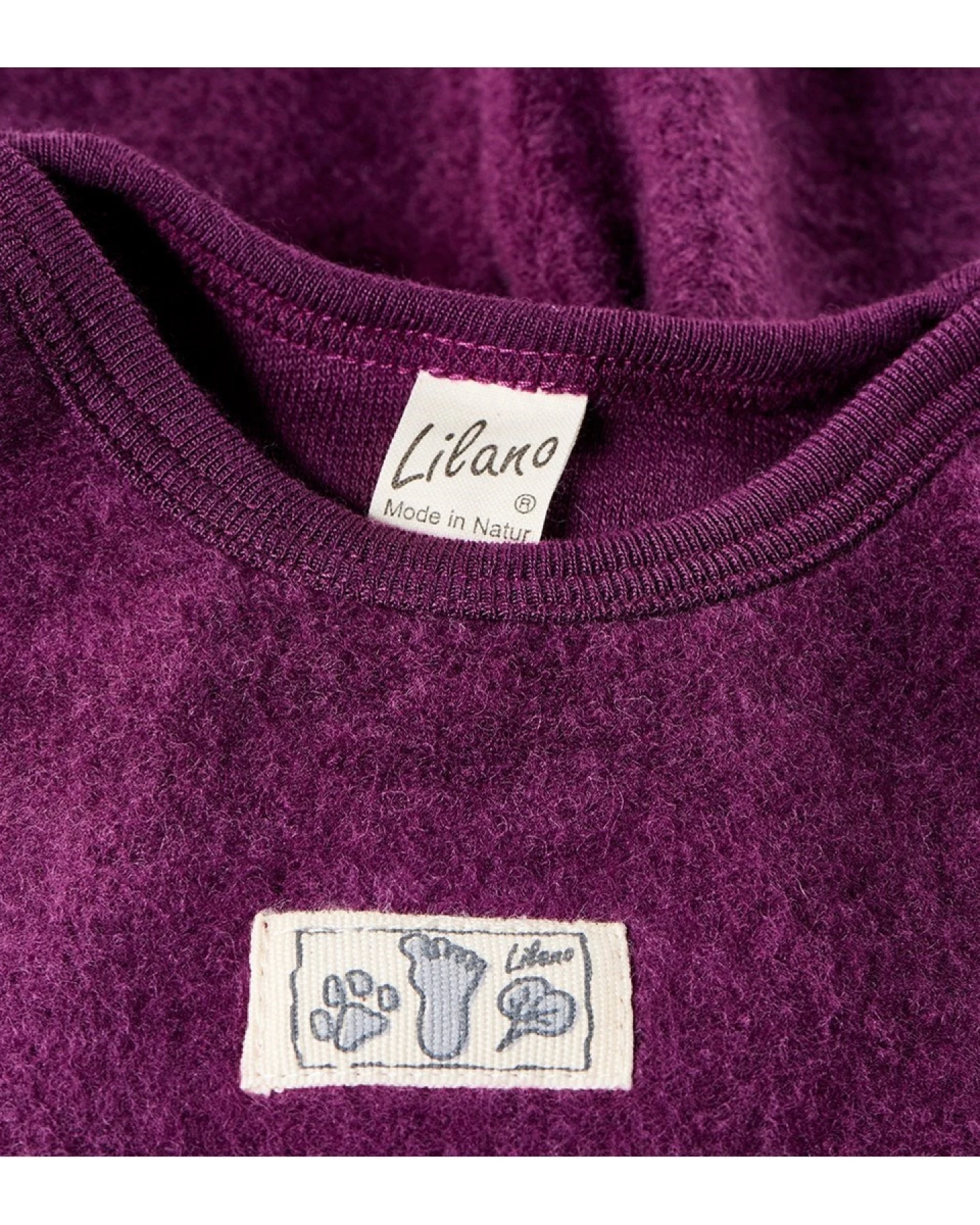 Lilano Baby Strampler mit Fuß Bio-Merinowolle Wollplüsch beere Gr.56 – Ansicht 2