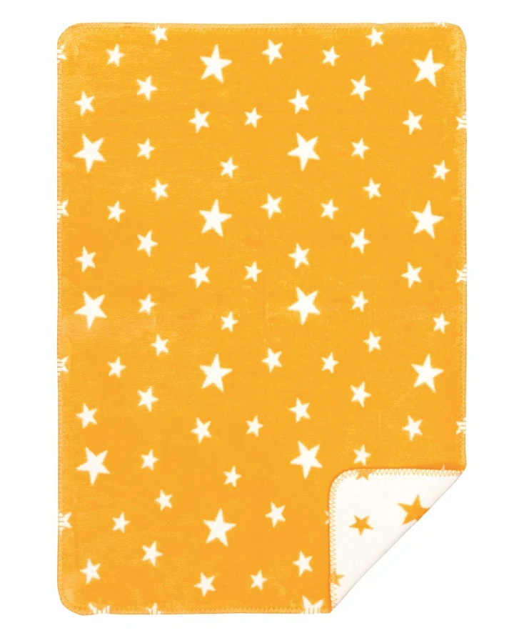 Babydecke Bio-Baumwolle honig-Sterne Maße 75 x 100 cm