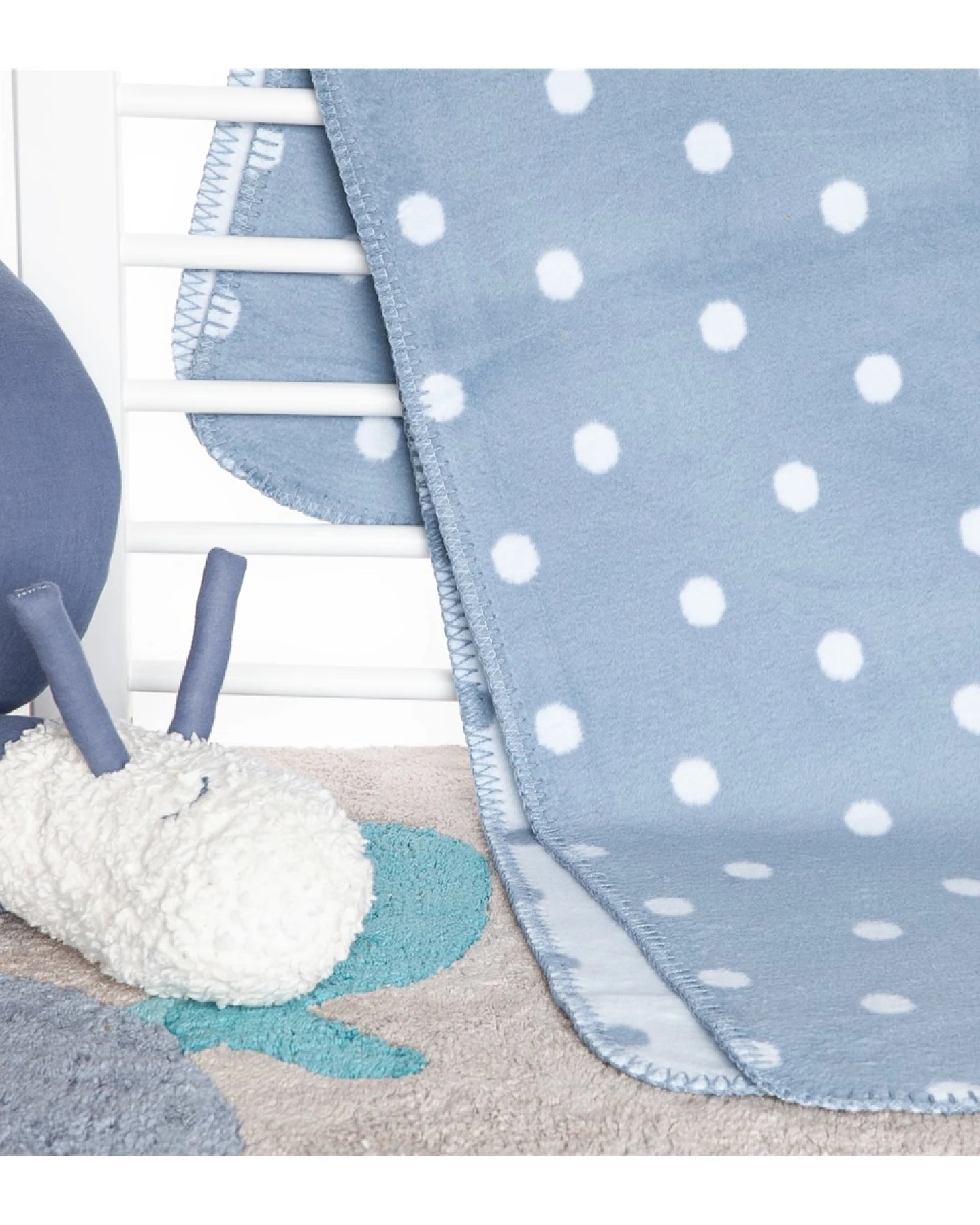 Babydecke Bio-Baumwolle stahlblau-Punkte Maße 75 x 100 cm – Ansicht 2