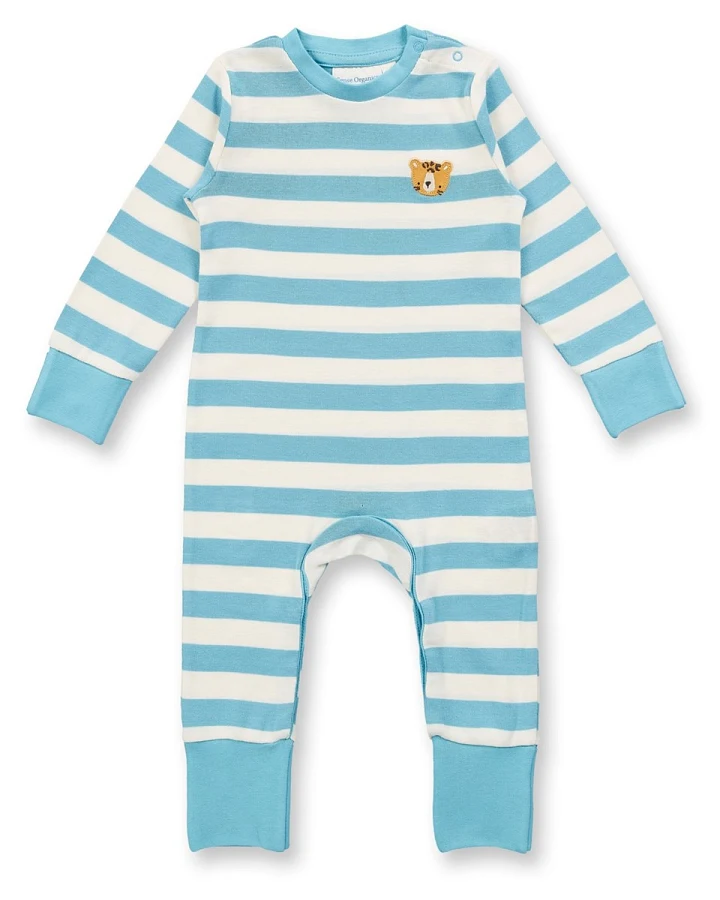 Sense Organics Baby und Kinder Schlafanzug mit Umschlagbündchen aqua Gr. 74 (6-9 Monate)