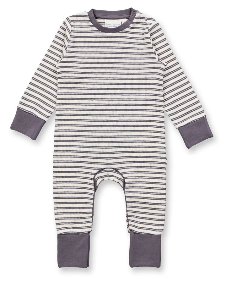 Sense Organics Baby und Kinder Schlafanzug mit Umschlagbündchen anthrazit Gr. 74 (6-9 Monate)