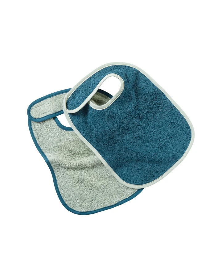 Lätzchen mit Klettverschluss Bio Baumwolle 2er Set blau Maße 32 x 27 cm