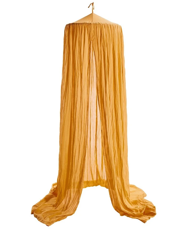 Betthimmel Baldachin Bio-Baumwolle gold curry Länge 225 cm, Durchmesser 50 cm