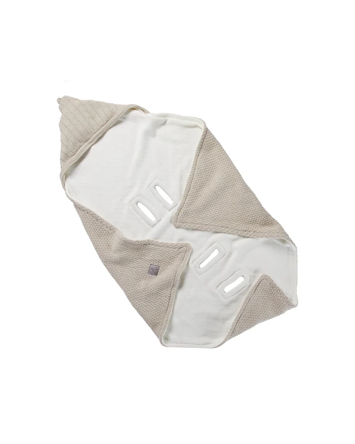 Einschlagdecke Babyschale Bio-Baumwolle light beige melange Maße 75 x 75 cm