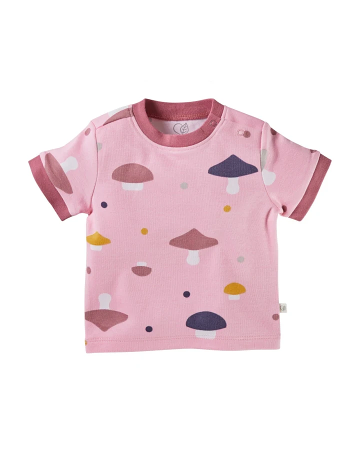 Baby T-Shirt Bio-Baumwolle Pilzparty rosa Gr.50/56