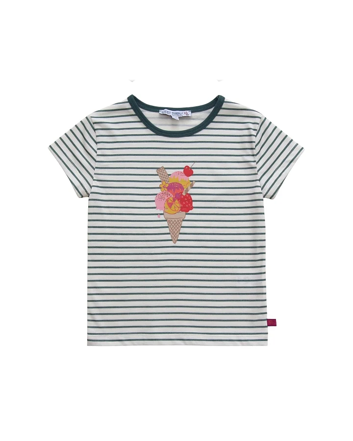 Shirt mit Streifen und Eisdruck white-sea green Gr. 86/92