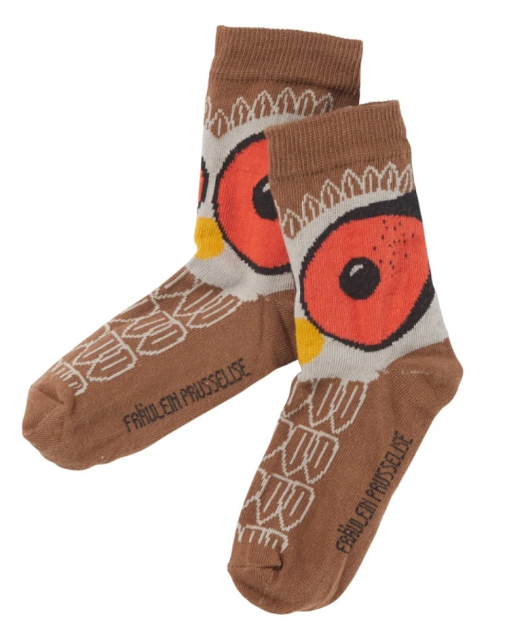 Kinder Socken Eule braun Gr.19-22