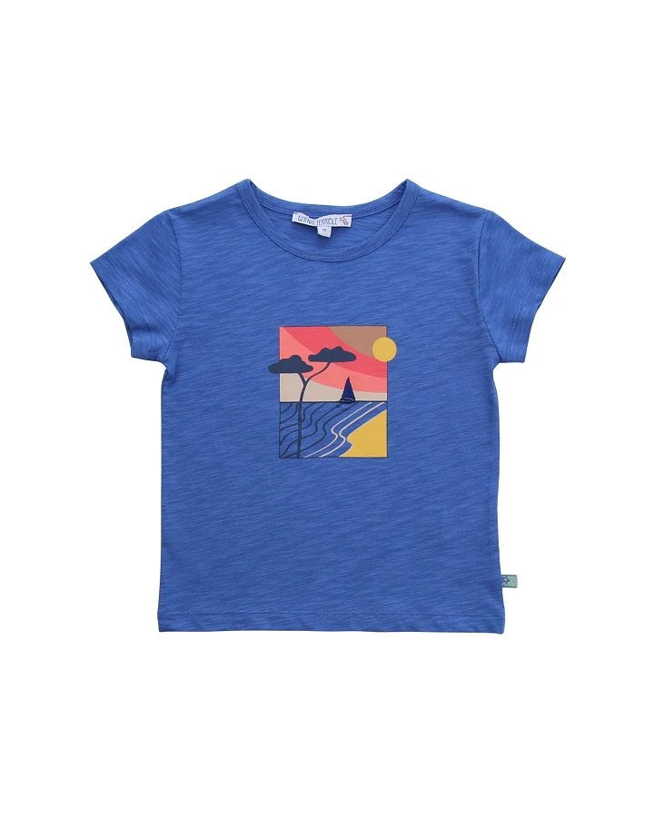 Shirt mit Stranddruck sky blue Gr. 86/92