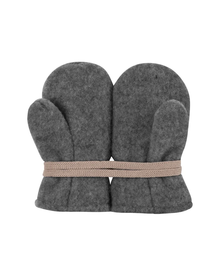 PURE PURE by Bauer Baby Handschuhe Fäustlinge Bio-Merinowolle Fleece schiefer Gr.1 (6-12 Monate)