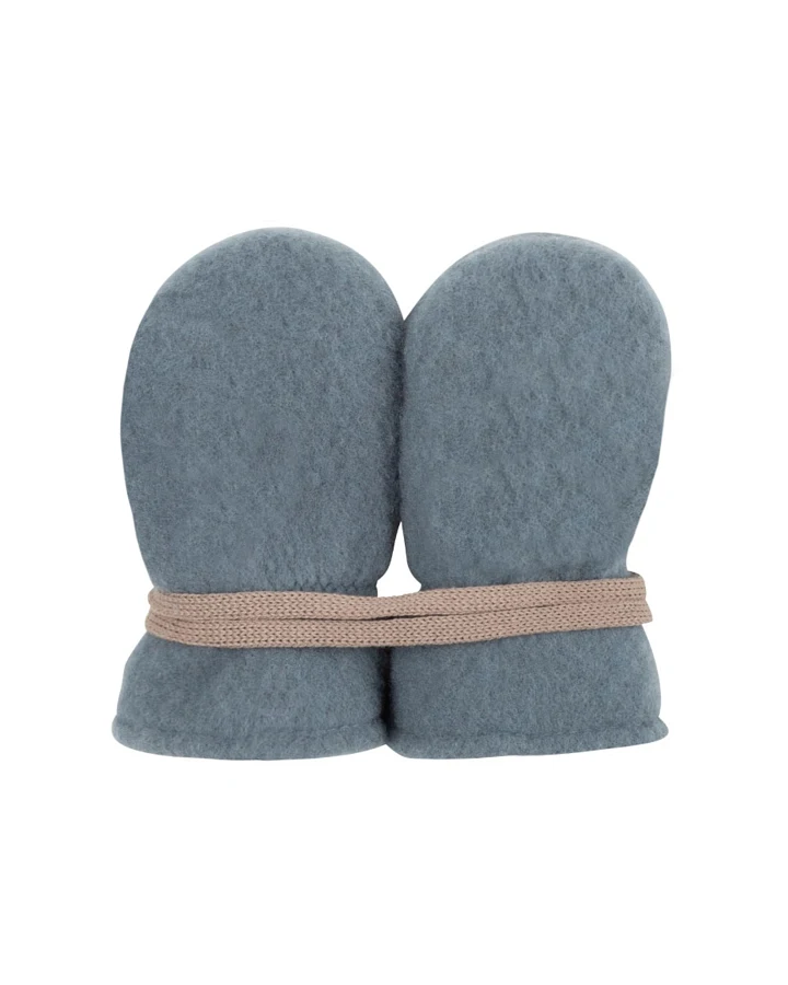 PURE PURE by Bauer Baby Handschuhe Fäustlinge Bio-Merinowolle Fleece storm blue Gr. 0 (0-6 Monate)
