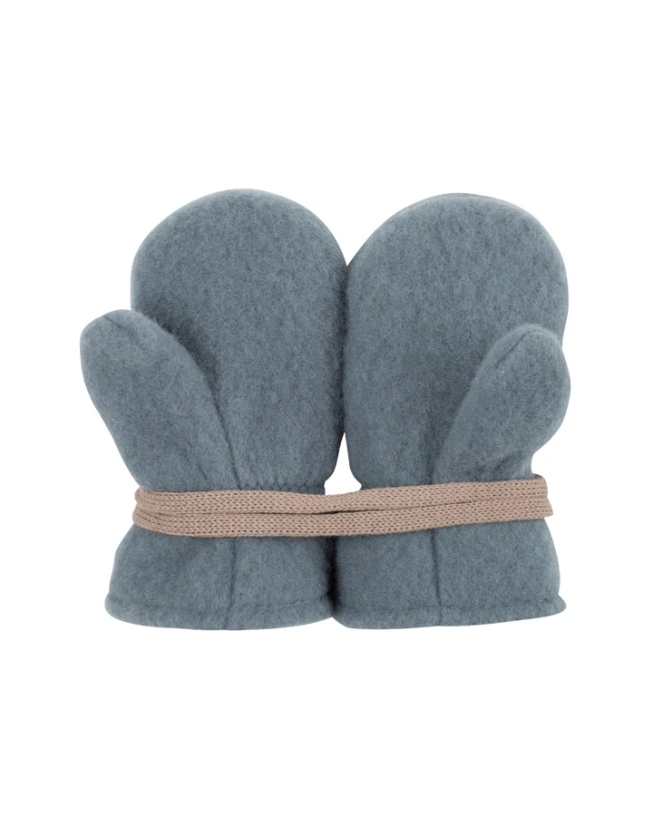 PURE PURE by Bauer Baby Handschuhe Fäustlinge Bio-Merinowolle Fleece storm blue Gr.1 (6-12 Monate)