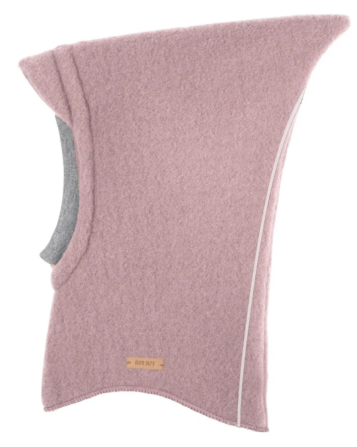 PURE PURE by Bauer Baby und Kinder Fleece Schlupfmütze, Reflektor, Bio-Merinowolle mauve Gr. 45/47