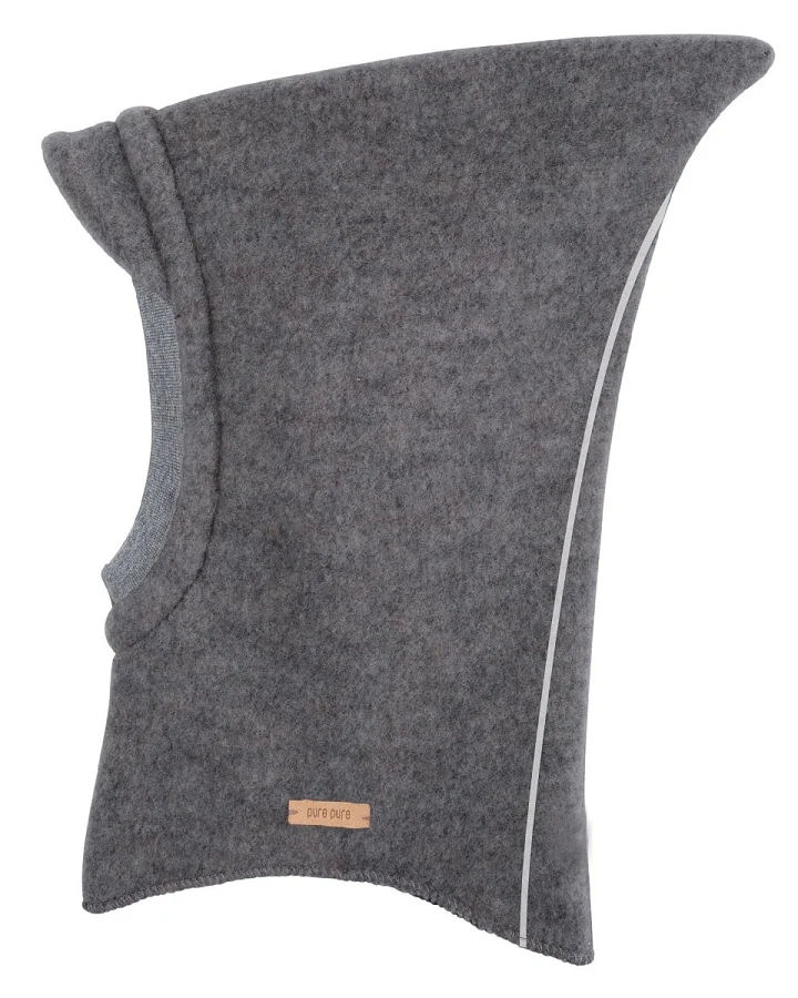 PURE PURE by Bauer Baby und Kinder Fleece Schlupfmütze, Reflektor, Bio-Merinowolle grau Gr. 45/47