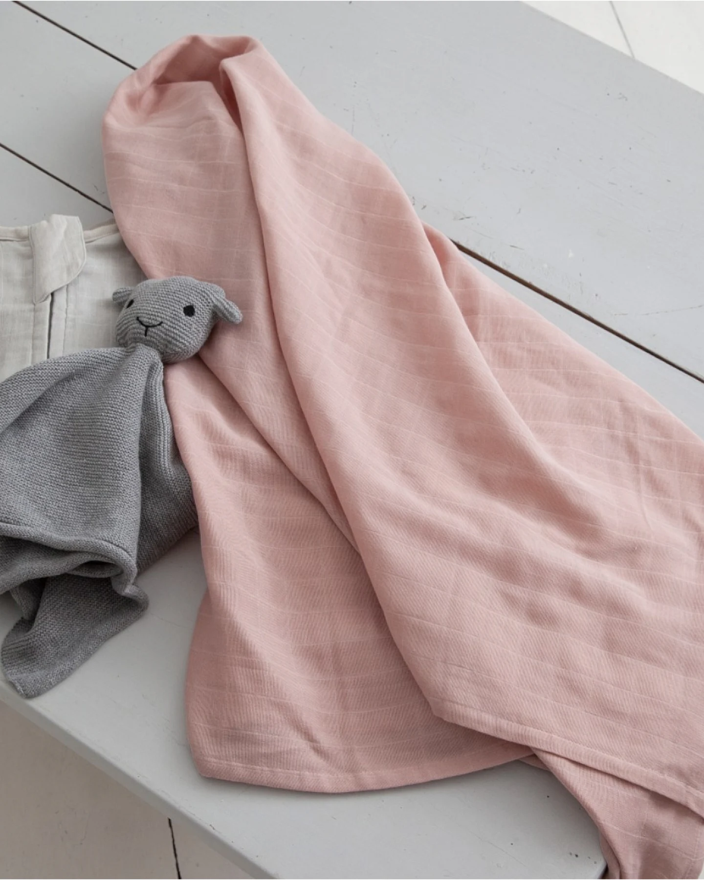 Pucktuch und Sommer Babydecke Bio-Baumwolle Musselin rose Maße 120 x 120 cm – Ansicht 2