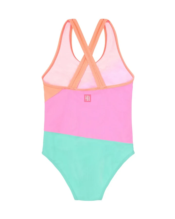 Badeanzug Colorblock Peach Pink Gr.104