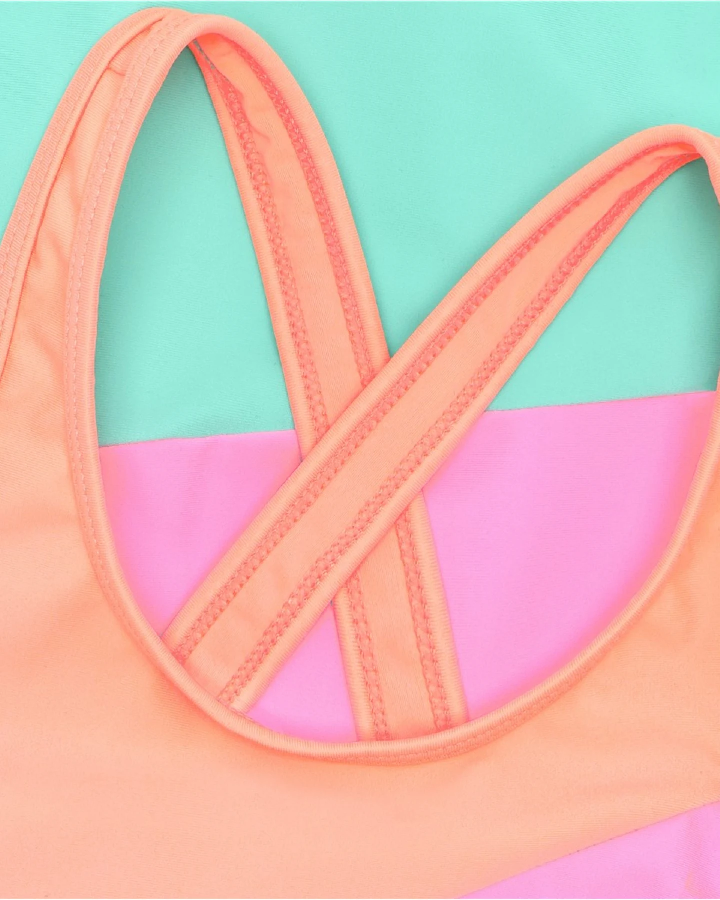 Badeanzug Colorblock Peach Pink Gr.116 – Ansicht 2