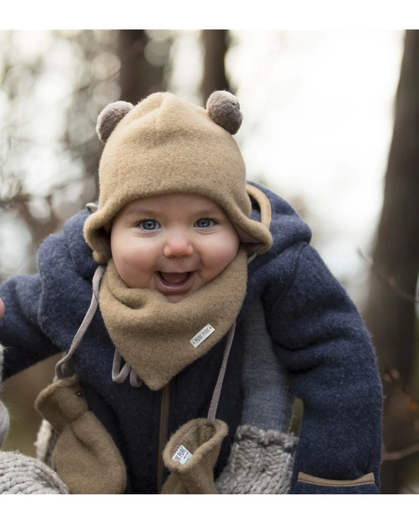 PURE PURE by Bauer Baby und Kinder Overall Kapuze Bio-Merinowolle Fleece blue ermine Gr.74/80 – Ansicht 2