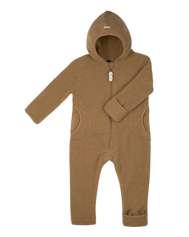PURE PURE by Bauer Baby und Kinder Overall Kapuze Bio-Merinowolle Fleece ermine Gr.86