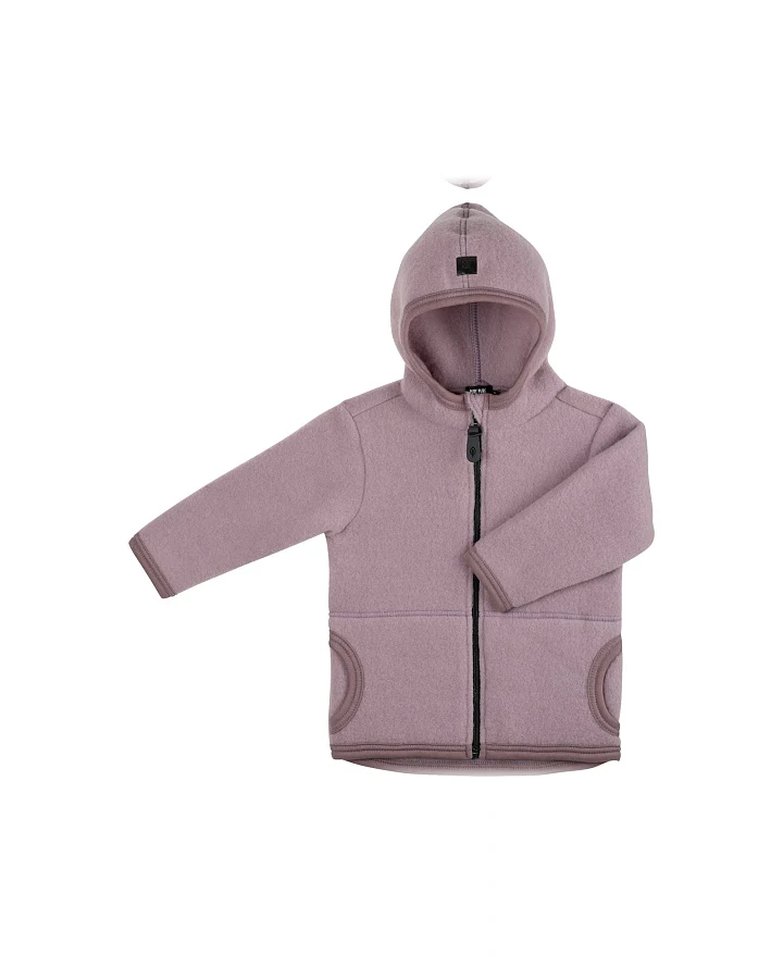 PURE PURE by Bauer Baby und Kinder Jacke mit Kapuze Bio-Merinowolle Fleece mauve Gr.86/92