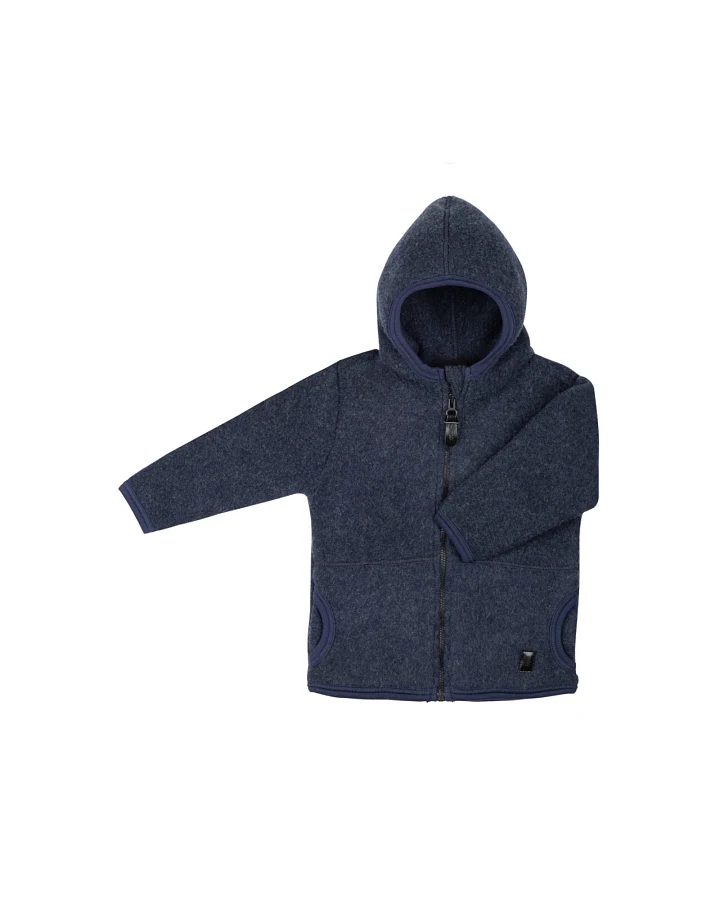 PURE PURE by Bauer Baby und Kinder Jacke mit Kapuze Bio-Merinowolle Fleece marine ermine Gr.98/104