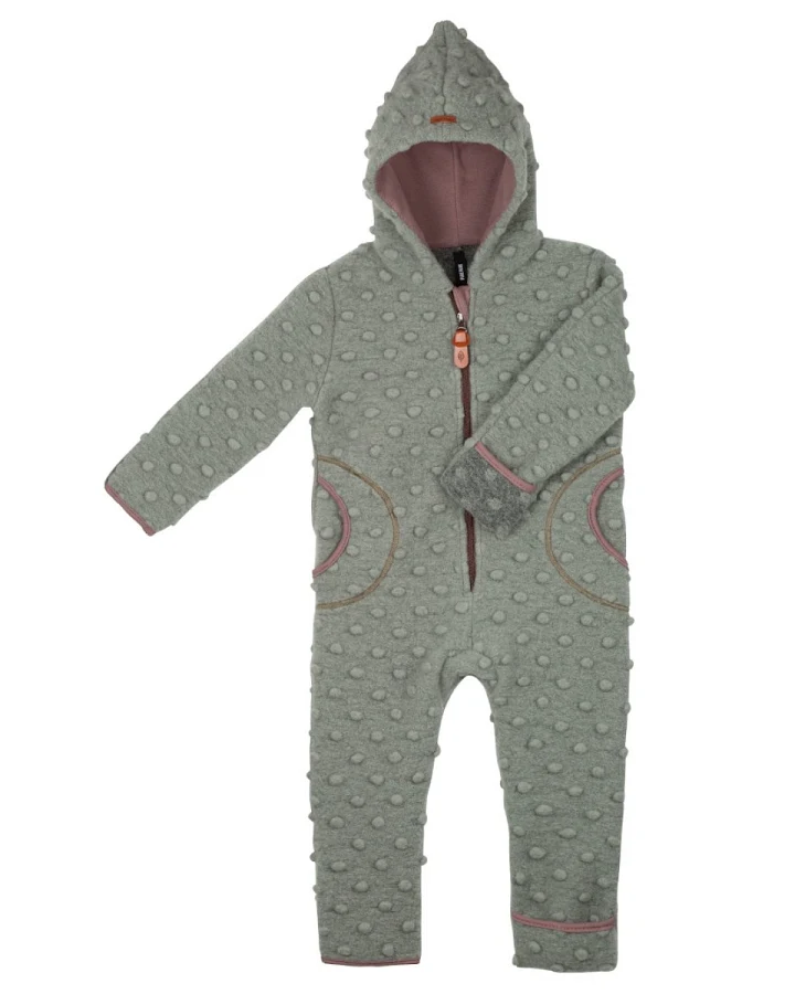 PURE PURE by Bauer Baby und Kinder Overall mit Kapuze Bio-Schurwolle Walk seagrass Gr.86