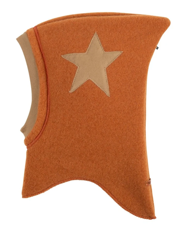 PURE PURE by Bauer Baby und Kinder Schlupfmütze Bio-Merinowolle Fleece karamel Stern Gr. 45/47