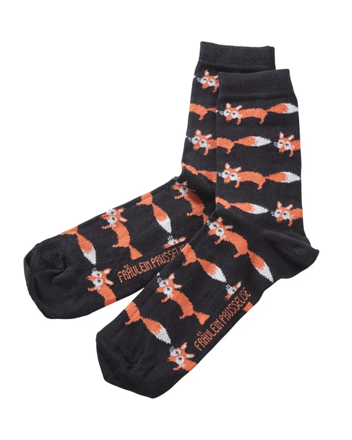 Damen Socken Bio-Baumwolle Fuchs schwarz Gr.35/38