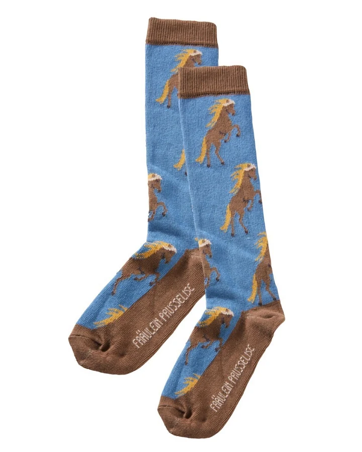 Kinder Kniestrümpfe Pferd blau Gr.27-30