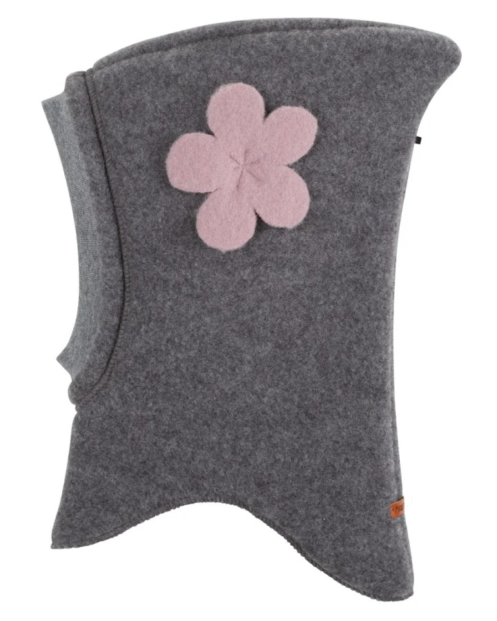 PURE PURE by Bauer Baby und Kinder Schlupfmütze Bio-Merinowolle Fleece mauve Blume Gr. 49/51