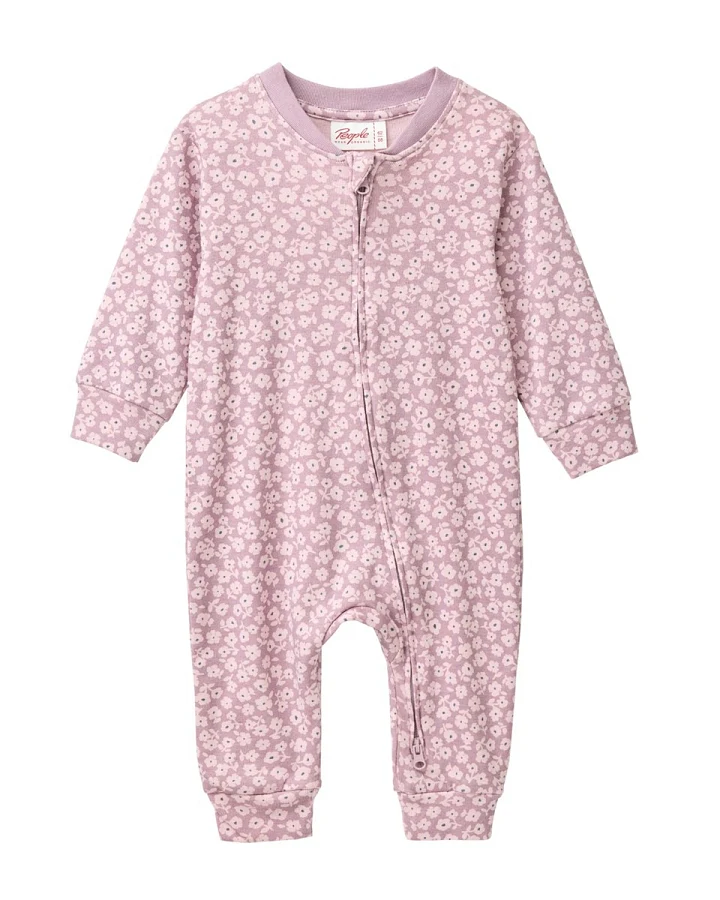 People Wear Organic Langarm-Overall kleine Veilchen dunkelmalve Gr. 50/56