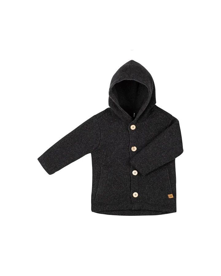 PURE PURE by Bauer Baby und Kinder Jacke mit Kapuze Wollwalk anthrazit Gr.86/92