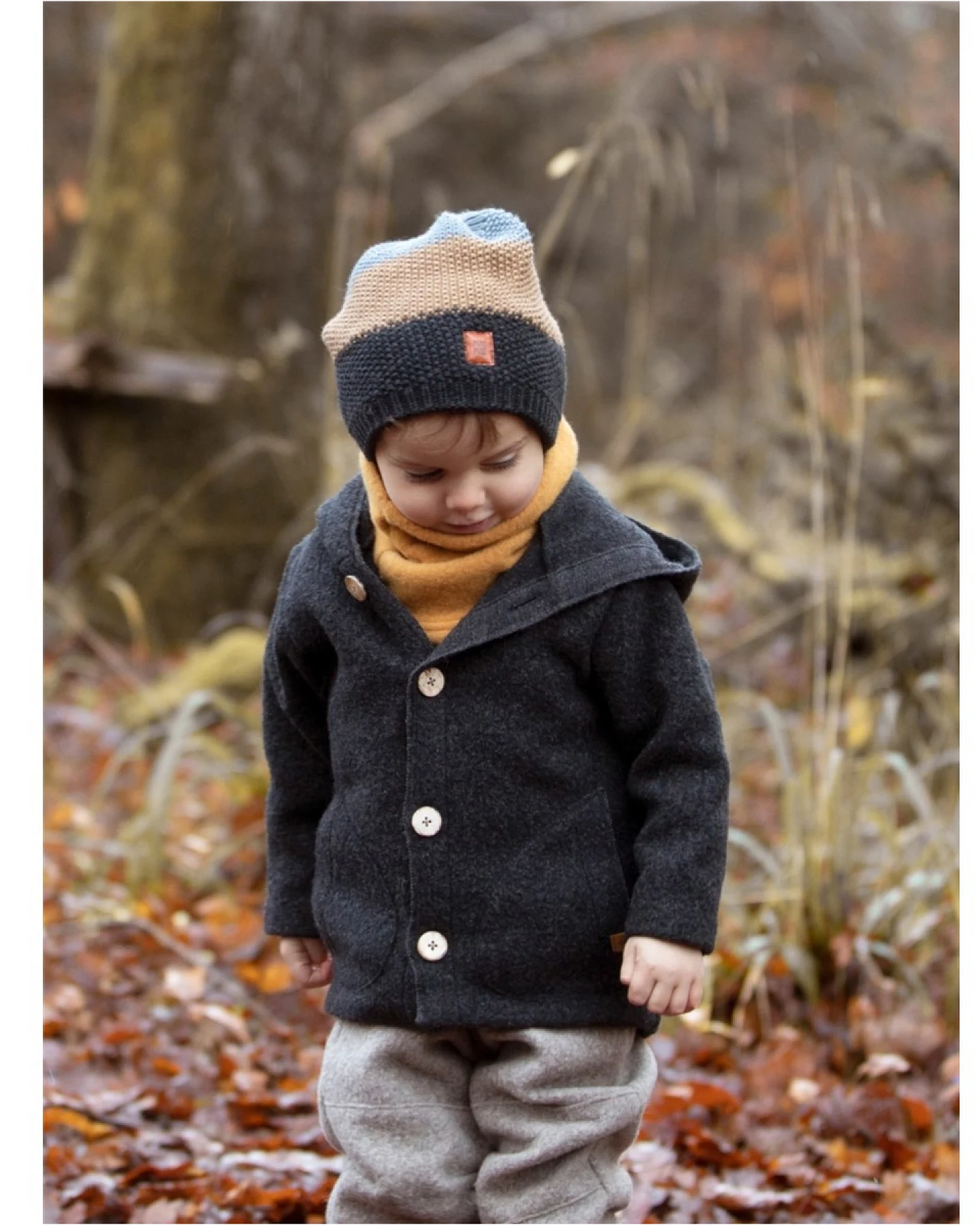 PURE PURE by Bauer Baby und Kinder Jacke mit Kapuze Wollwalk anthrazit Gr.98/104 – Ansicht 2