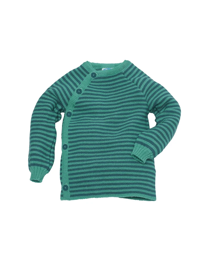 Baby Jacke Schlüttli Bio-Merinowolle karibik-geringelt Gr.62-68