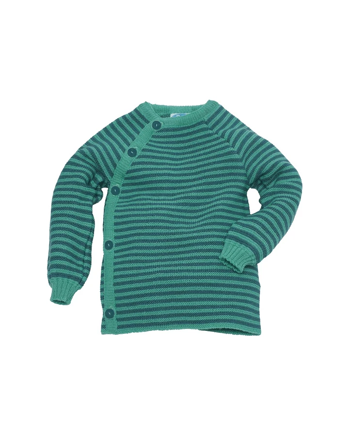 Baby Jacke Schlüttli Bio-Merinowolle karibik-geringelt Gr.62-68