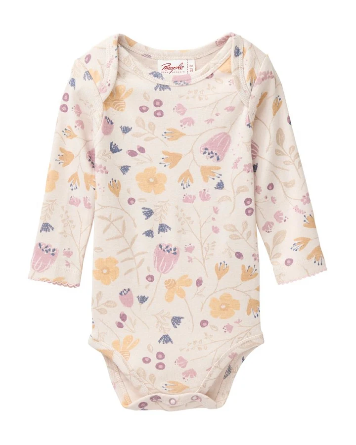Produktseite: People Wear Organic Langarm-Body Blumengarten puderrosa 62/68