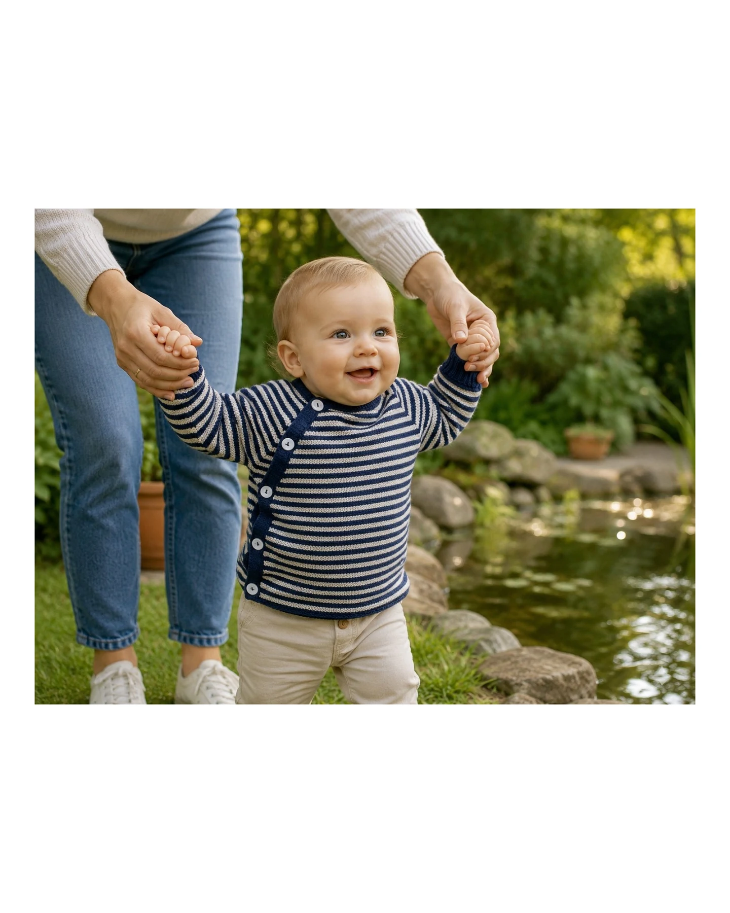 Baby Jacke Schlüttli Bio-Merinowolle marine-geringelt Gr.74-80 – Ansicht 2