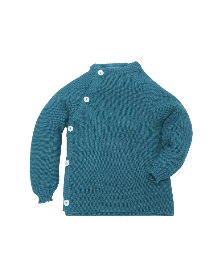 Baby Jacke Schlüttli Bio-Merinowolle karibik Gr.74-80
