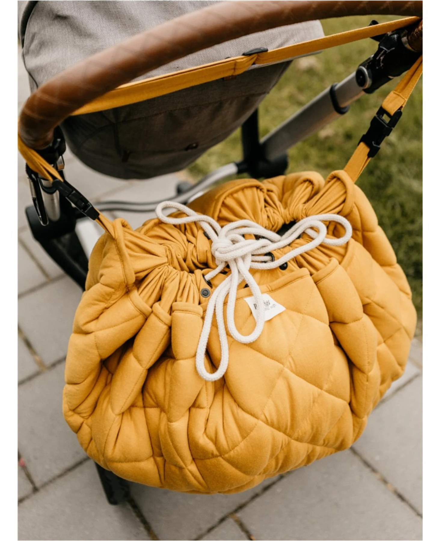 Krabbeldecke, Aufbewahrungs- und Wickeltasche Organic soft gelb Durchmesser ca. 120 cm – Ansicht 2
