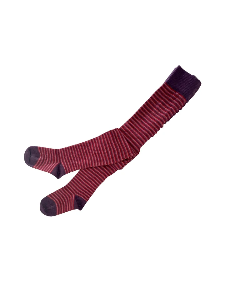Kinder Strumpfhose kirschrot-geringelt Gr.3-4